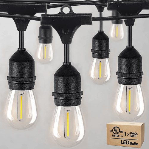 Outdoor LED string lights 2W, 15m, 15 pc outdoor patio string lights with 15 pc shock-resistant Edison style LED bulbs Outdoor LED string lights 2W, 15m, 15 pc outdoor patio string lights with 15 pc shock-resistant Edison style LED bulbs