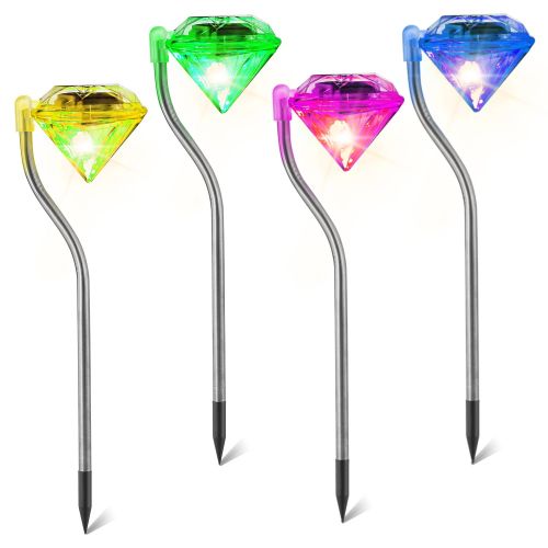4Pcs Solar Garden Light Outdoor Diamond LED Light IP65 Waterproof Stake Decorative Lamp 4Pcs Solar Garden Light Outdoor Diamond LED Light IP65 Waterproof Stake Decorative Lamp