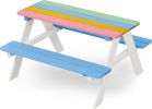 Rainbow Kids Picnic Table for Outdoor, Wooden Table & Chair Set, Kids Activity Sensory Table