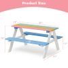 Rainbow Kids Picnic Table for Outdoor, Wooden Table & Chair Set, Kids Activity Sensory Table