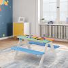 Rainbow Kids Picnic Table for Outdoor, Wooden Table & Chair Set, Kids Activity Sensory Table