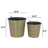 10.2" Self-watering Wicker Decor Planter for Indoor and Outdoor - Round - Natural