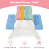 Rainbow Kids Picnic Table for Outdoor, Wooden Table & Chair Set, Kids Activity Sensory Table