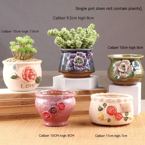 Succulent Small Flower Pot Stoneware Breathable Purple Sand Absorbent Basin Succulent Small Flower Pot Stoneware Breathable Purple Sand Absorbent Basin