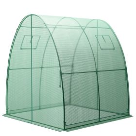 6 x 6 x 6.6 FT Outdoor Wall-in Tunnel Greenhouse (Color: GREEN)